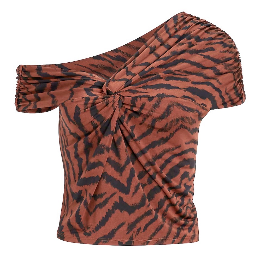 EXPRESS Body Contour Compression Silk Animal Print Twist Crop top size XL NWT - Picture 2 of 7